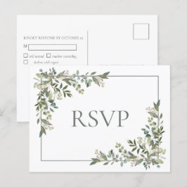 Cartão Postal De Convite Eucalyptus Botanical Sage Green Wedding RSVP