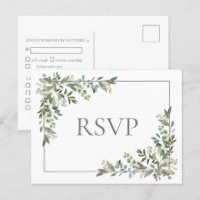 Eucalyptus Botanical Sage Green Wedding RSVP Invit