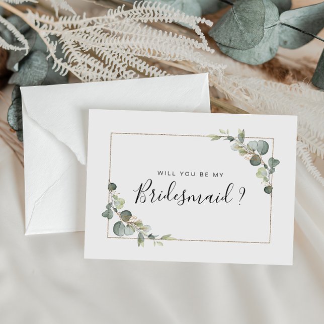 Cartão Postal De Convite eucalyptus foliage will you be my Bridesmaid card (Criador carregado)