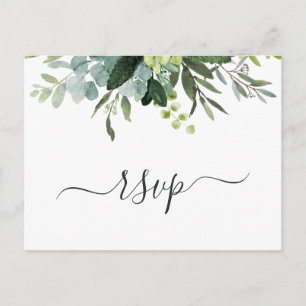 Cartão Postal De Convite Eucalyptus Green Foliage RSVP