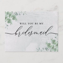 Cartão Postal De Convite Eucalyptus Signature Calliografia Bridesmaid