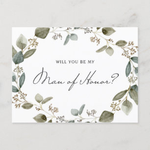 Cartão Postal De Convite Eucalyptus Wreath, que foi meu cartão de honra
