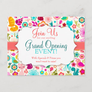 Cartão Postal De Convite Evento Especial de Gatinho de Jardim