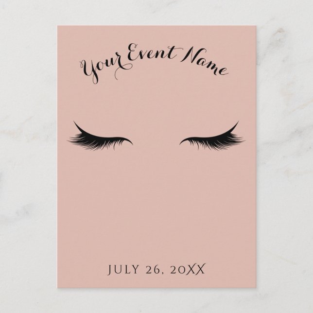 Cartão Postal De Convite Eyelashes Lashes Beauty Salon Spa Makeup Event (Frente)