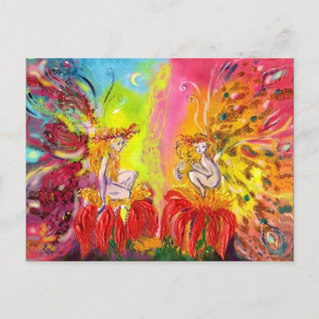 Cartão Postal De Convite FAIRIAS FLORES DA Fantasia DAWN (Frente)