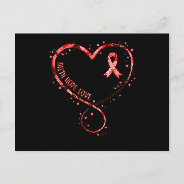 Cartão Postal De Convite Faith Hope Love Heart Disease Awareness Survivor G (Frente)