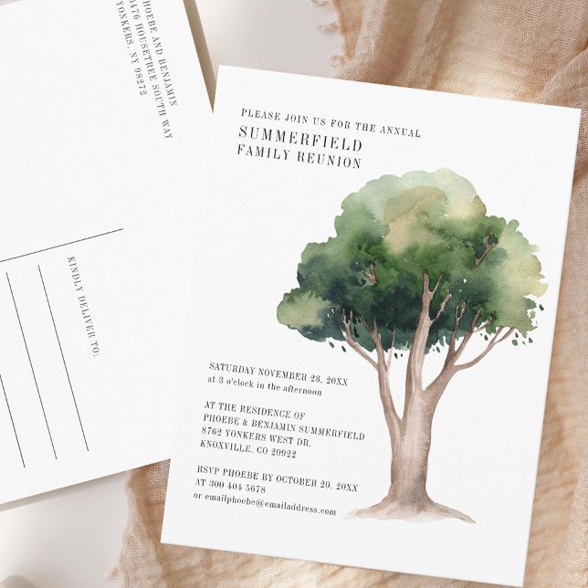 Cartão Postal De Convite Familiar - Sindicato de Aquarela Anual (Family Reunion Watercolor Annual Invitation Postcard)