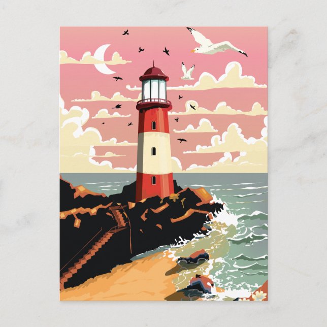 Cartão Postal De Convite Farol Vintage (Frente)