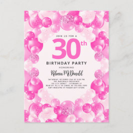 Cartão Postal De Convite Faux Faux Glitter Fund Party - aniversário de 30 a