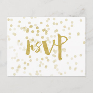Cartão Postal De Convite Faux Gold Foil Confetti RSVP