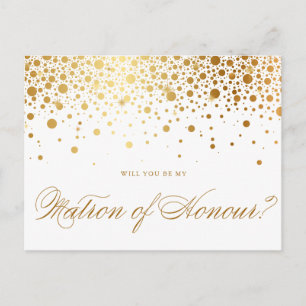 Cartão Postal De Convite Faux Gold Foil Confetti   Seja a minha mãe de honr