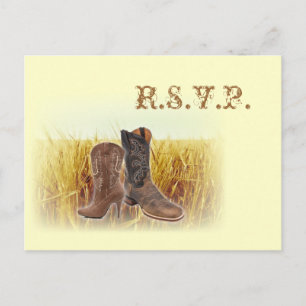 Cartão Postal De Convite fazenda de trigo do cowboy ocidental resposta RSVP