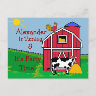Cartão Postal De Convite Fazenda Festa de aniversário Personalize-A