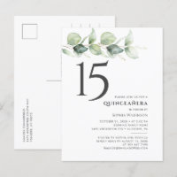 Feliz 15 Birthday Quinceanera Eucalyptus Folages