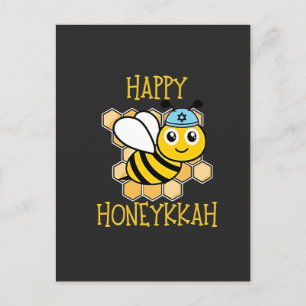 Cartão Postal De Convite Feliz Abelha Honeykkah Hanukkah Judaico 