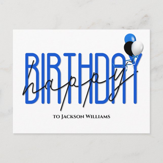 Cartão Postal De Convite Feliz aniversário, balões de festa convidam (Frente)