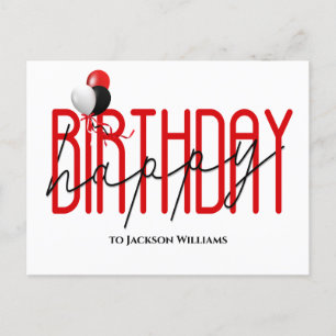 Cartão Postal De Convite Feliz aniversário, balões de festa convidam