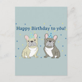 Cartão Postal De Convite Feliz aniversário, bulldog francês