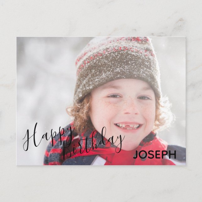 Cartão Postal De Convite Feliz Aniversário Foto Azul Camo - Cartão-postal d (Frente)