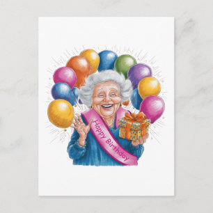 Cartão Postal De Convite Feliz Aniversário Nana Engraçada