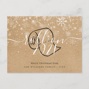 Cartão Postal De Convite Feliz Natal Ano Novo Diversão Rústica Rolando