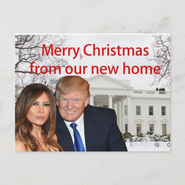 Cartão Postal De Convite Feliz Natal de Donald e Melania (Frente)