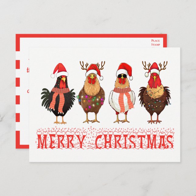 Cartão Postal De Convite Feliz Natal do Farmer de Fazendas de Frango (Frente/Verso)