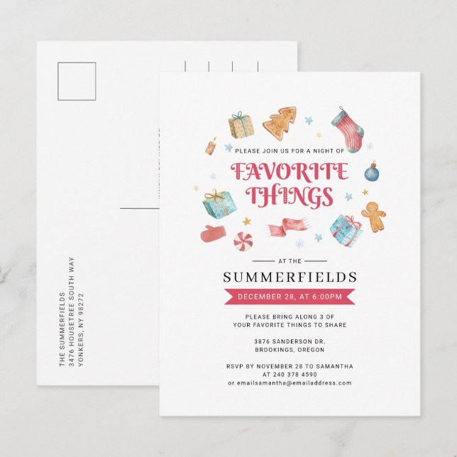 Cartão Postal De Convite Feliz Natal Férias Férias Festas Favoritas Festas  (Frente/Verso)