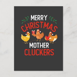 Cartão Postal De Convite Feliz Natal Mãe Cluckers Rooaster Xmas 