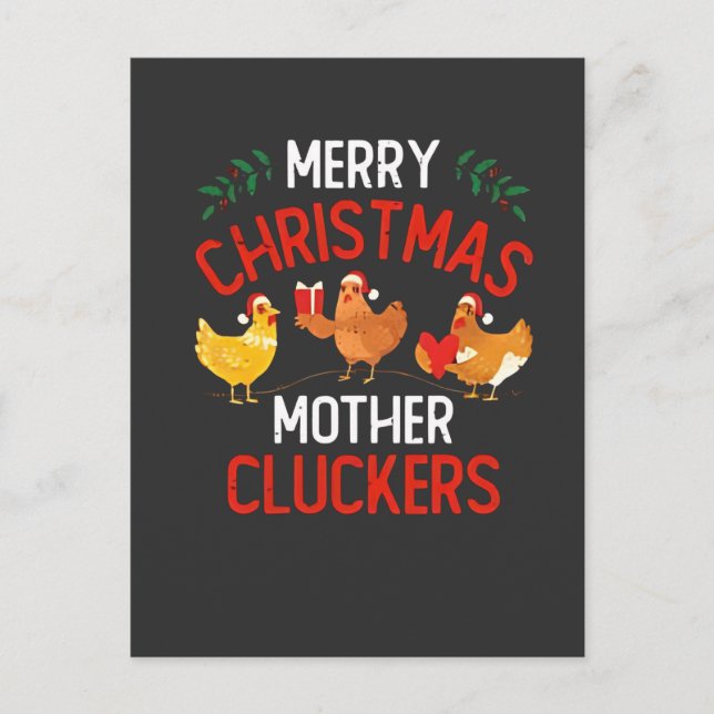 Cartão Postal De Convite Feliz Natal Mãe Frango Rooaster Natal  (Frente)