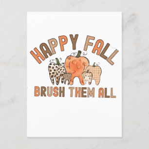 Cartão Postal De Convite Feliz Outono Escove Todos Dentista Dental Dentes