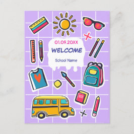 Cartão Postal De Convite Feliz Primeiro Dia De Aula BEM-VINDOS