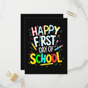 Cartão Postal De Convite Feliz Primeiro Dia de Volta às Aulas
