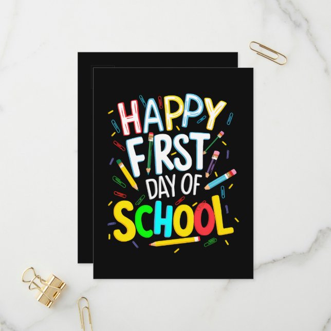 Cartão Postal De Convite Feliz Primeiro Dia de Volta às Aulas (Frente/Verso In Situ)