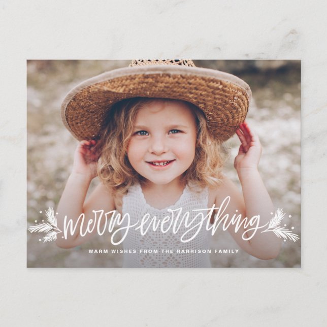 Cartão Postal De Convite Feliz Tudo Mão Deixada com Foto de Natal (Frente)