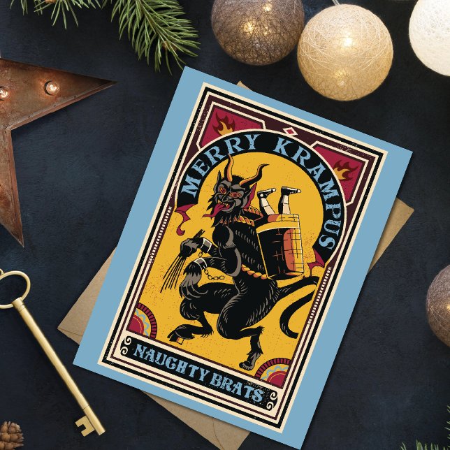 Cartão Postal De Convite Feliz Xmas Krampus Naughs Brats Circus Poster (Criador carregado)