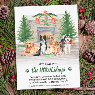 Cartão Postal De Convite Feriado de Natal Pet Business Dog Fúria de Festa d