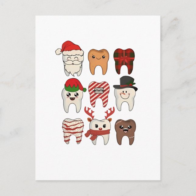 Cartão Postal De Convite Feriado Dentista Engraçado de Natal Dental (Frente)