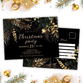 Cartão Postal De Convite Feriado Dourado do Natal Elegante Negro