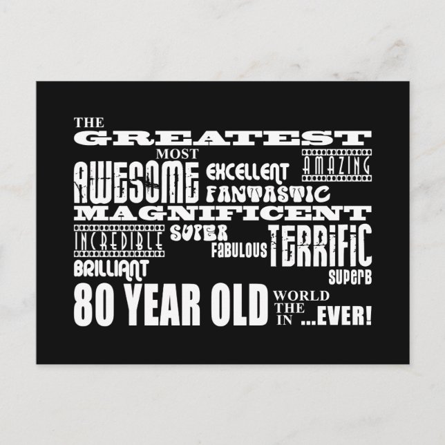 Cartão Postal De Convite Festa de aniversário 80 com Oitenta Anos (Frente)