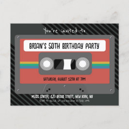 Cartão Postal De Convite Festa de aniversário da Mixtape Retro