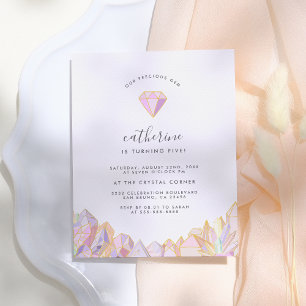 Cartão Postal De Convite Festa de Aniversário da Nossa Joia Preciosa Menina