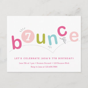 Cartão Postal De Convite Festa de Aniversário das Budget Bounce Girls