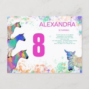 Cartão Postal De Convite Festa de Aniversário das Meninas Cabras Fofas 8 An