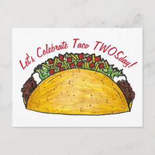 Cartão Postal De Convite Festa de Aniversário de 2 anos Taco TWOSday Terça-