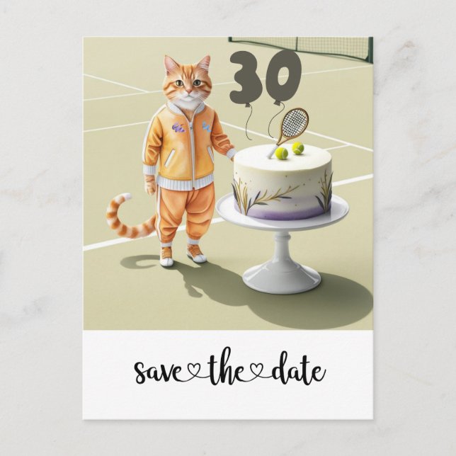 Cartão Postal De Convite Festa de aniversário de 30 anos de Cat (Frente)