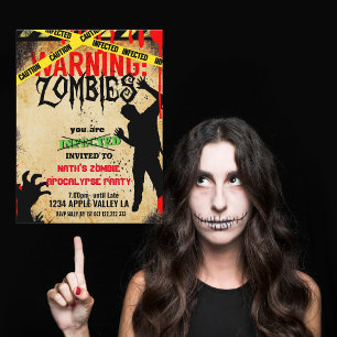 Cartão Postal De Convite Festa de aniversário de apocalipse zumbi sala de f