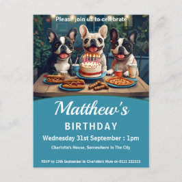 Cartão Postal De Convite Festa de aniversário de Bulls Francês