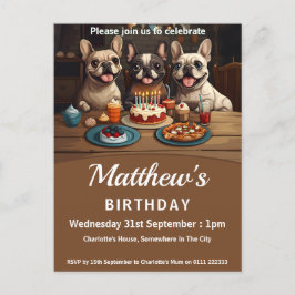 Cartão Postal De Convite Festa de aniversário de Bulls Francês