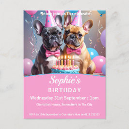 Cartão Postal De Convite Festa de aniversário de Bulls Francês